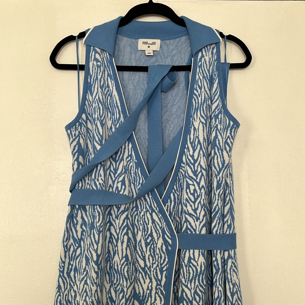 Diane Von Furstenberg  for Target Blue Sweater knit Midi Wrap Dress - L